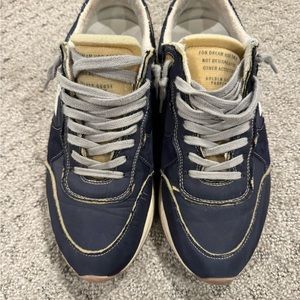 Men’s Golden Goose Running Sole in blue nylon with white printed star Size 41